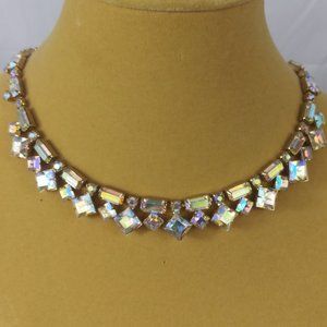 Weiss Vintage Aurora Borealis Gold Plated Necklace